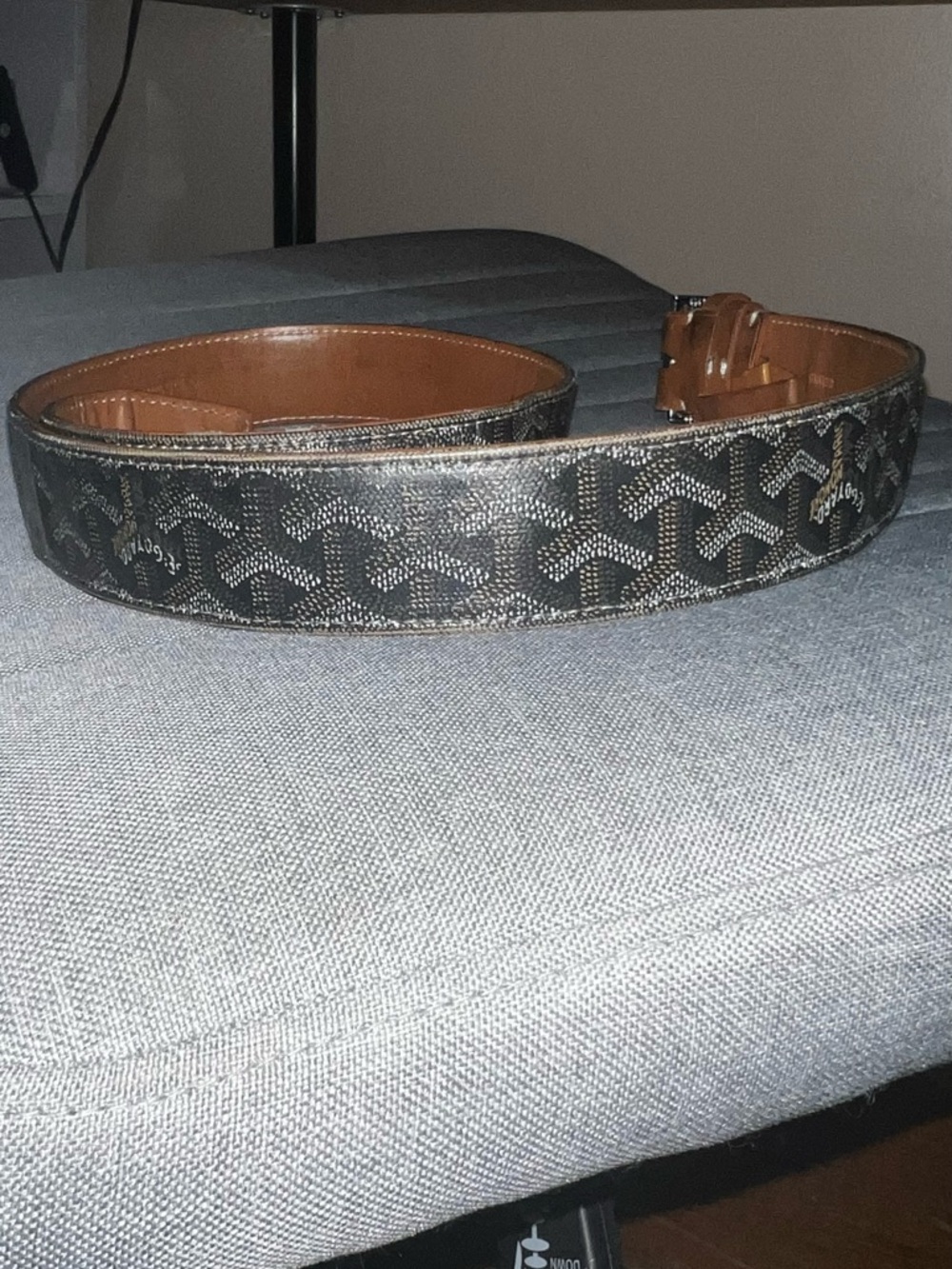 Goyard Brown Leather Trim and Monogram Canvas Belt with Silver Buckle - Picture 4 of 4